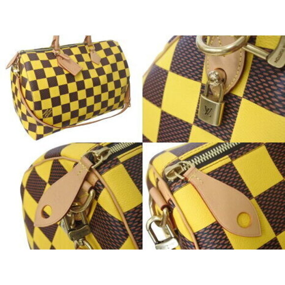 Louis Vuitton Speedy Bandouliere Boston Bag Yellow Damier Pop Canvas - Picture 4 of 8